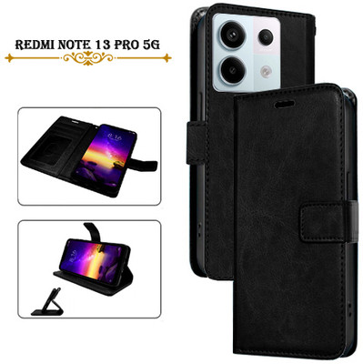 Cutemart Flip Cover for Redmi Note 13 Pro 5G(Black, Pack of: 1)