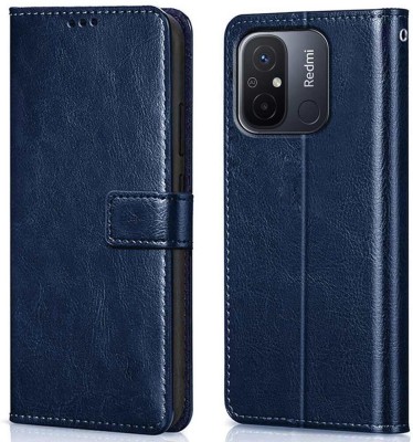 WOW Imagine Flip Cover for Xiaomi Redmi 12C | Poco C55 {(Flexible | Leather Finish)(Blue, Magnetic Case, Pack of: 1)