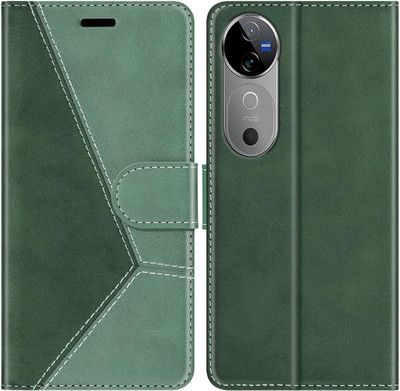Perkie Flip Cover for vivo V40 Pro 5G(Green, Multicolor, Dual Protection)