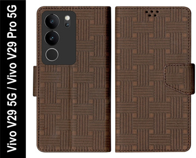 SBMS Flip Cover for Vivo V29 5G / Vivo V29 Pro 5G Back Cover Case(Brown, Shock Proof, Pack of: 1)