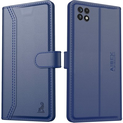 AIBEX Flip Cover for Realme Narzo 50 / Realme 8i|Vegan PU Leather |Foldable Stand & Pocket(Blue, Cases with Holder, Pack of: 1)