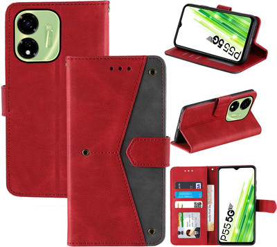 Autofocus Flip Cover for Itel P55 5G(Red, Camera Bump Protector, Pack of: 1)