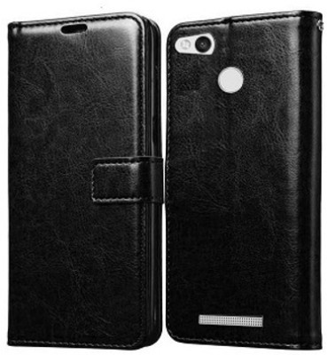 AKSP Flip Cover for Redmi 3S Leather Finish and Card Pockets(Black, Magnetic Case, Pack of: 1)
