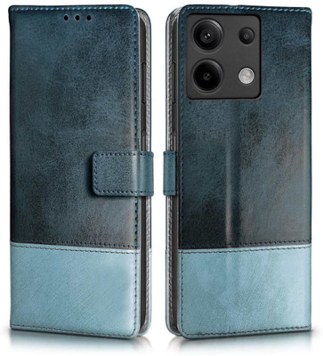 SESS XUSIVE Flip Cover for Mi Redmi Note 13 Pro 5G -Dual-Color Leather Finish Wallet - Sky Blue & Blue(Brown, Dual Protection)