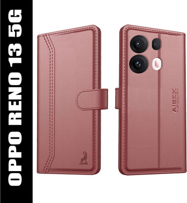 AIBEX Flip Cover for Oppo Reno 13 5G |Premium Leather Finish | Magnetic Closure | Kickstand Feature(Brown, Magnetic Case, Pack of: 1)