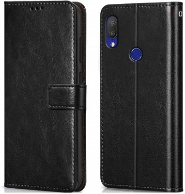 AKSP Flip Cover for Redmi Y3 Genuine Leather Finish(Black, Dual Protection, Pack of: 1)