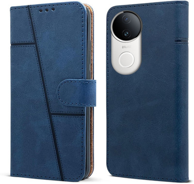 yug emporium Flip Cover for Flip Back Cover for Vivo V50 / V50e /iQOO Z10R 5G | Inbuilt Stand & Pockets | Wallet Style(Blue, Dual Protection, Pack of: 1)