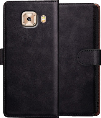 Xester Flip Cover for SAMSUNG C9 PRO |Vegan PU Leather |Foldable Stand & Pocket |Magnetic Closure(Black, Dual Protection, Pack of: 1)