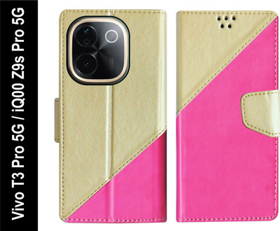 SBMS Flip Cover for Vivo T3 Pro 5G, iQOO Z9s Pro 5G Back Cover Case with Magnatic Closure(Pink, Shock Proof, Pack of: 1)
