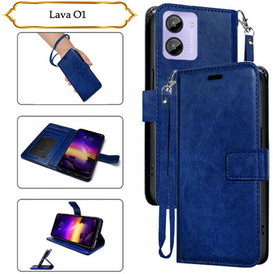 SALGO Flip Cover for Lava O1(Blue, Pack of: 1)