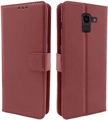 Casesily Flip Cover for Samsung Galaxy J6 Leather Wallet Case(Brown, Cases with Holder, Pack of: 1)