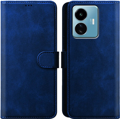 Xester Flip Cover for IQOO Z6 LITE 5G |Vegan PU Leather |Foldable Stand & Pocket |Magnetic Closure(Blue, Dual Protection, Pack of: 1)