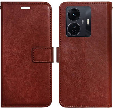 Realgo Flip Cover for iQOO Z6 Pro 5G(Brown, Pack of: 1)