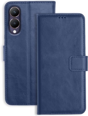 Rwm Flip Cover for Vivo Y28 5G / Vivo Y17s 4G Leather Finish | Inside Pockets & Inbuilt Stand(Blue, Dual Protection, Pack of: 1)