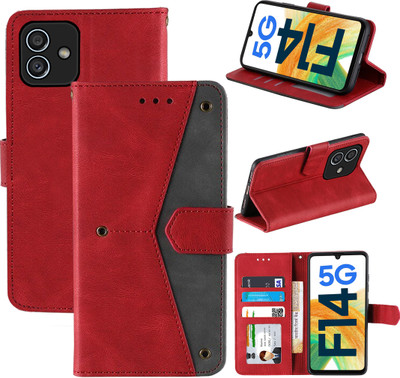 Autofocus Flip Cover for Samsung Galaxy F14 5G, Samsung F14 5G(Red, Camera Bump Protector, Pack of: 1)