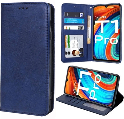 Unistuff Flip Cover for Vivo T1 Pro 5G(Blue, Dual Protection, Pack of: 1)