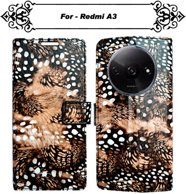 Asmart Flip Cover for Redmi A3(Brown, Pack of: 1)