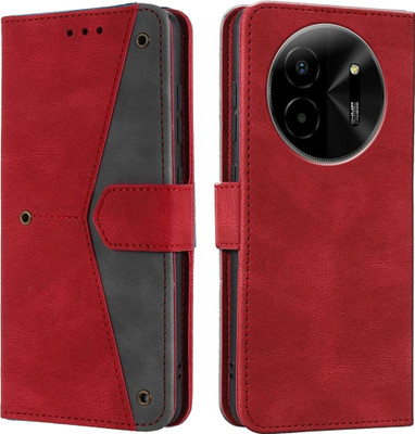 Greno Deals Flip Cover for Lava Blaze X 5G|Premium Dual-Color Leather Finish(Red, Dual Protection, Pack of: 1)