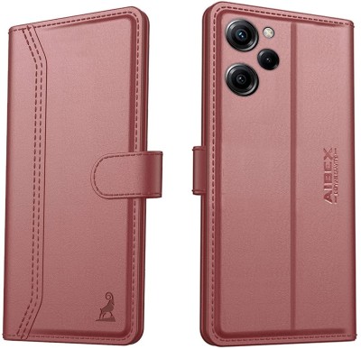 AIBEX Flip Cover for Xiaomi Redmi 12 4G|Vegan PU Leather |Foldable Stand & Pocket(Brown, Cases with Holder, Pack of: 1)