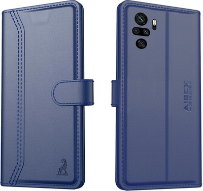 AIBEX Flip Cover for Redmi Note 10 / Redmi Note 10s|Premium Leather Finish | Magnetic Closure | Kickstand(Blue, Magnetic Case, Pack of: 1)