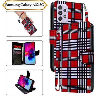 Asmart Flip Cover for Samsung Galaxy A32 5G(Red, Pack of: 1)
