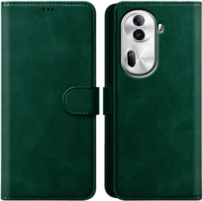 Xester Flip Cover for OPPO RENO 11 PRO 5G |Vegan PU Leather |Foldable Stand & Pocket |Magnetic Closure(Green, Dual Protection, Pack of: 1)