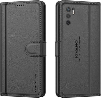 KIVANO LUXE Flip Cover for Redmi Note 10T 5G / Poco M3 Pro 5G(Black, Magnetic Case, Pack of: 1)