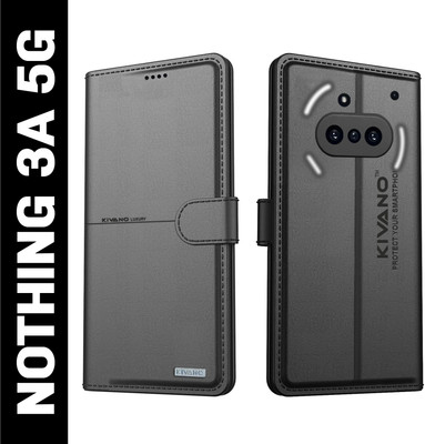 KIVANO Flip Cover for Nothing Phone (3a)|Premium Leather Wallet Case|Magnetic Closure|Stand Function(Black, Magnetic Case, Pack of: 1)