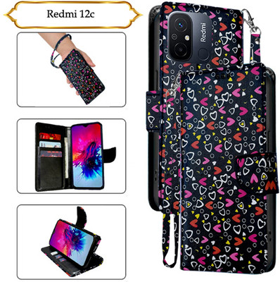 Asmart Flip Cover for Redmi 12c(Black, Pack of: 1)