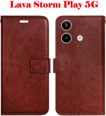 Vacko Flip Cover for Lava Storm Play 5G(Brown, Pack of: 1)