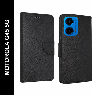 Wristlet Flip Cover for MOTOROLA G45 5G, Moto G45 5G(Black, Cases with Holder, Pack of: 1)