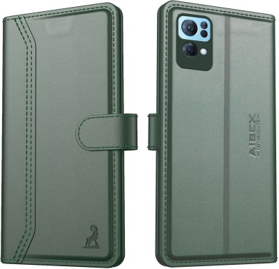 AIBEX Flip Cover for Oppo Reno 7 Pro 5G|Vegan PU Leather |Foldable Stand & Pocket |Magnetic Closure(Green, Cases with Holder, Pack of: 1)