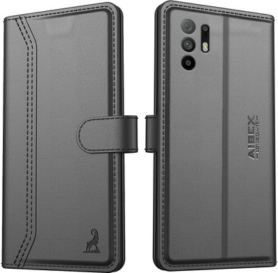 AIBEX Flip Cover for Oppo F19 Pro Plus 5G| Premium Leather Finish | Magnetic Closure | Kickstand Feature(Black, Magnetic Case, Pack of: 1)