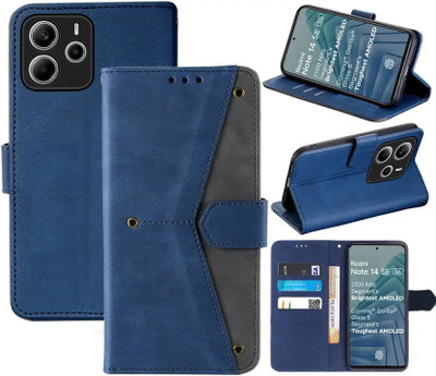 Aaghosh Flip Cover for Redmi Note 14 SE 5G, Redmi Note 14 5G(Blue, Shock Proof, Pack of: 1)