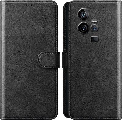 Qyist Flip Cover for IQOO 11 5G |Vegan PU Leather |Foldable Stand & Pocket |Magnetic Closure(Black, Pack of: 1)