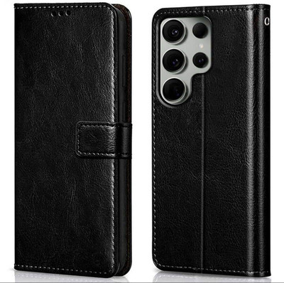 WOW Imagine Flip Cover for Samsung Galaxy S23 Ultra 5G Card Pockets Wallet & Stand(Black, Magnetic Case, Pack of: 1)