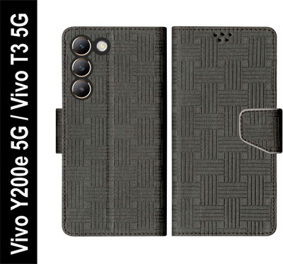 SBMS Flip Cover for Vivo Y200e 5G, Vivo T3 5G with Magnatic Closure | Inbuilt Stand | Card & Money Pocket(Black, Shock Proof, Pack of: 1)