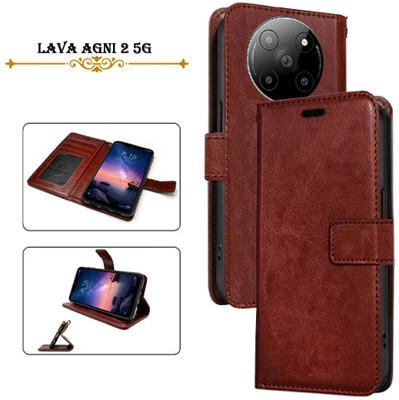 PARGO Flip Cover for Lava Agni 2 5G(Brown, Pack of: 1)