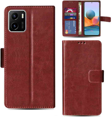 Kalua Mall Flip Cover for Vivo Y15s phone flip cover | Vivo V2120 phone flip cover | Brown(Brown, Magnetic Case, Pack of: 1)