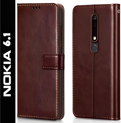 FASHIFY Flip Cover for Nokia 6.1(Brown, Cases with Holder, Pack of: 1)