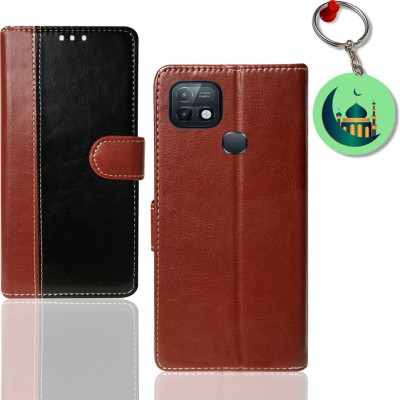 HANIRY Flip Cover for Infinix Hot 10i phone flip cover | X659B phone flip cover | Free Keychain | Black, Brown(Black, Magnetic Case, Pack of: 1)