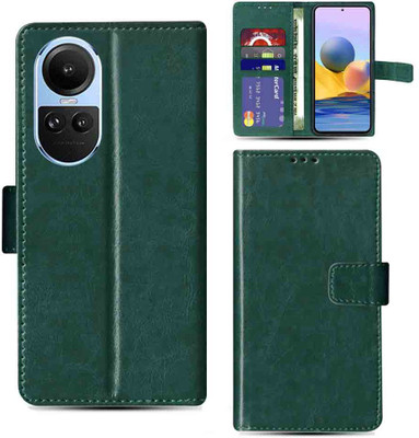 Kalua Mall Flip Cover for Oppo Reno 10 phone flip cover | Oppo CPH2531 phone flip cover | Green(Green, Magnetic Case, Pack of: 1)