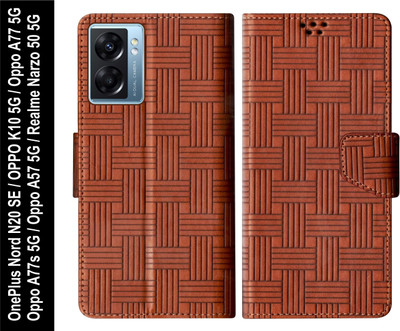 SBMS Flip Cover for Oppo A77 5G / A77s 5G / K10 5G / A57 5G / OnePlus Nord N20 SE / Realme Narzo 50 5G(Brown, Shock Proof, Pack of: 1)