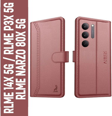 AIBEX Flip Cover for Realme Narzo 80X 5G / Realme P3X 5G / Realme 14X 5G|Premium Leather Finish | Magnetic(Brown, Magnetic Case, Pack of: 1)