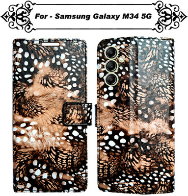 Asmart Flip Cover for Samsung Galaxy M34 5G(Brown, Pack of: 1)