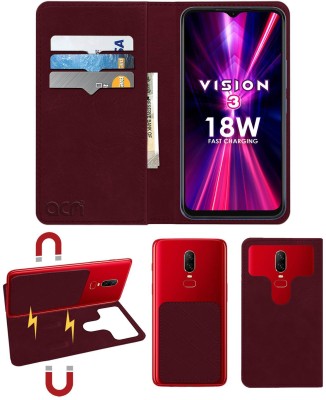 ACM Flip Cover for Itel Vision3(Maroon, Cases with Holder, Pack of: 1)