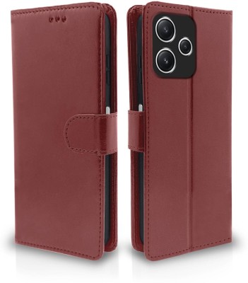 ZOLIAXO Flip Cover for Redmi 12 4G, Mi Redmi 12 5G, Poco M6 Pro 5G(Brown, Dual Protection, Pack of: 1)