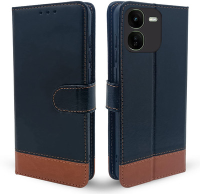 SESS XUSIVE Flip Cover for iQOO Z9X 5G -Dual-Color Leather Finish Wallet - Black & Brown(Brown, Dual Protection)