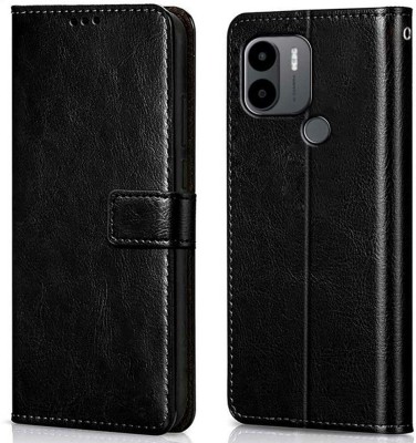 WOW Imagine Flip Cover for Redmi A2 Plus | Redmi A1 Plus | Poco C50, (Flexible | Leather Finish | Card Wallet & Stand(Black, Magnetic Case, Pack of: 1)