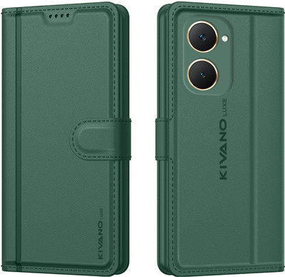 KIVANO LUXE Flip Cover for iQOO Z9 Lite / Vivo Y28S 5G / Vivo T3 Lite / Vivo Y18 / Vivo Y18e / Vivo Y18i / Vivo Y18t(Green, Card Holder, Pack of: 1)